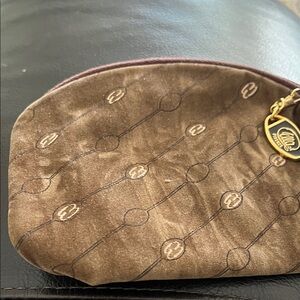 Brown Suede Cosmetic Pouch ella Firenze vtg